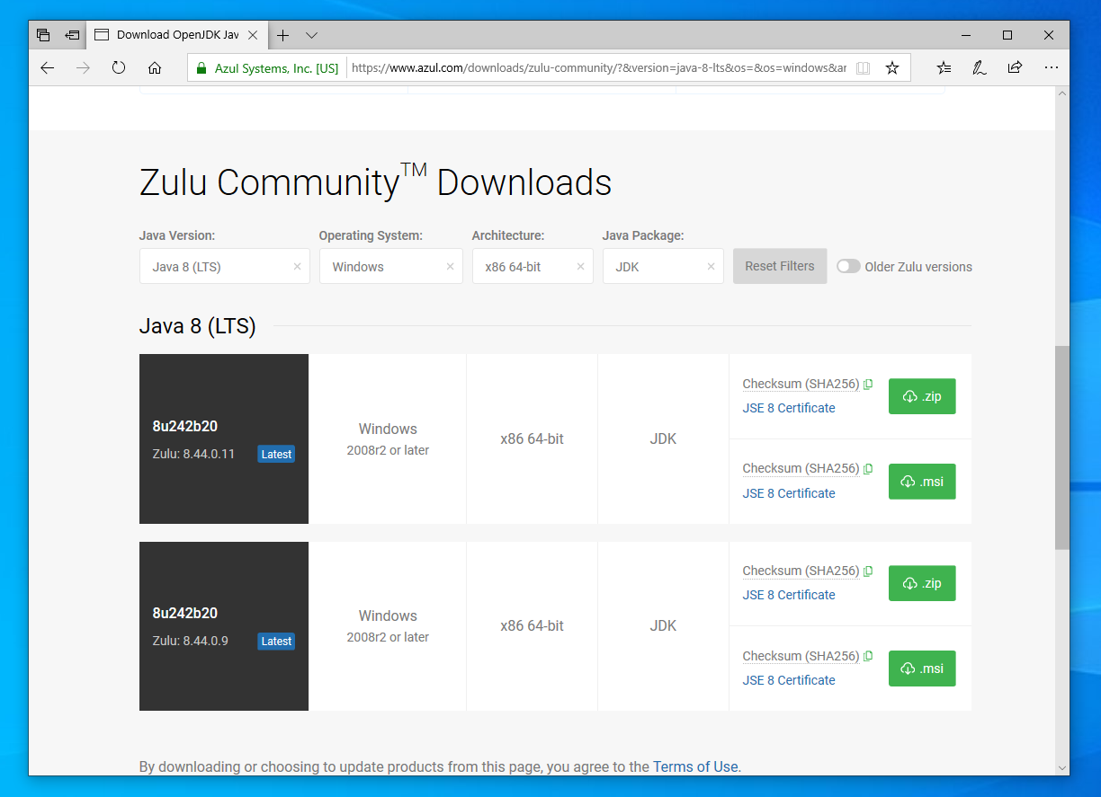 Снимок экрана сайта Azul Systems